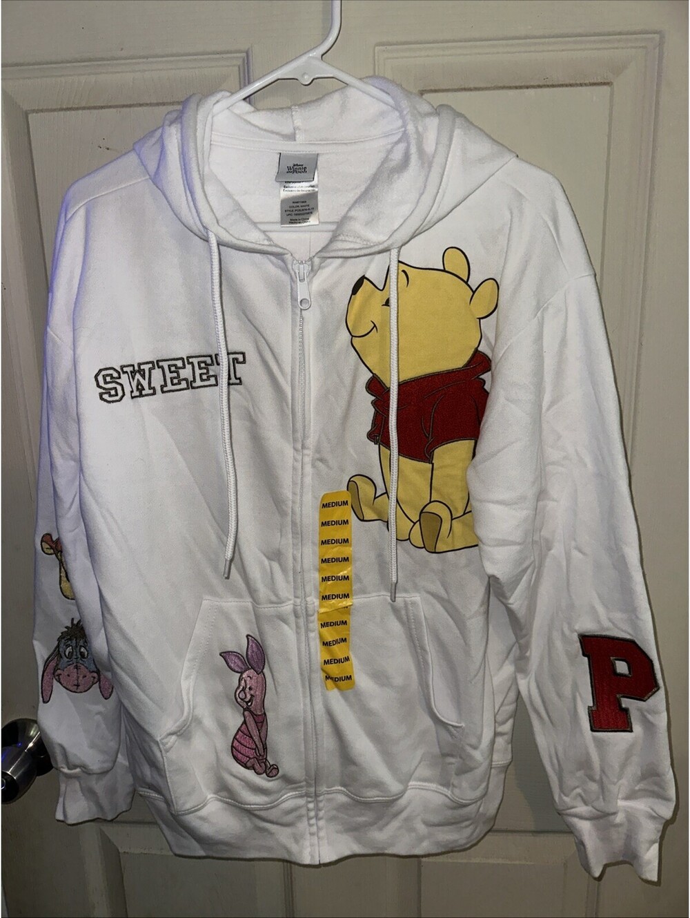 Disney Womens Licensed Winnie The Pooh Full Zip Character Hoodie Size Medium NWT